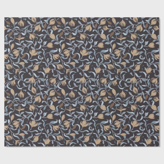 Papier Cadeau Arts floraux d'or et artisanat (Plat)
