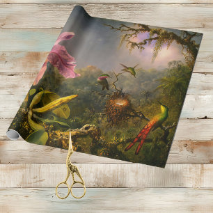 Papier Cadeau Artsy brésilien Cattelya Orchid et 3 colibris