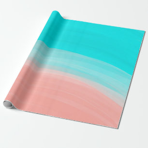 Papier Cadeau Artsy Moderne Corail Bleu Brushstroke Gradient