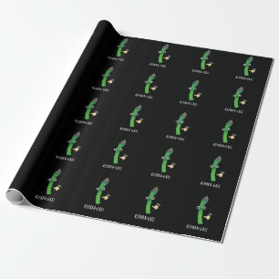 Papier Cadeau Aspara-gaz amusant Asparagus Veggie Pun Dark BG