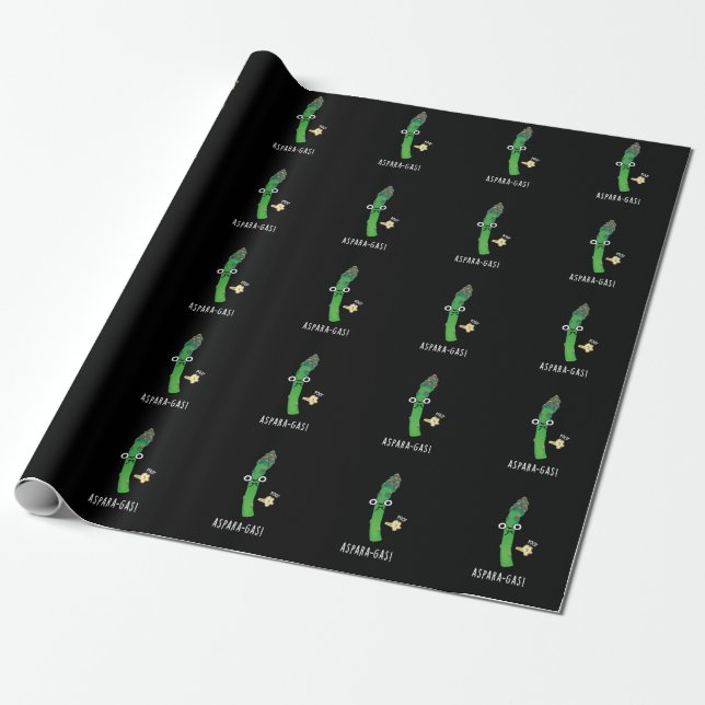 Papier Cadeau Aspara-gaz amusant Asparagus Veggie Pun Dark BG (Déroulé)