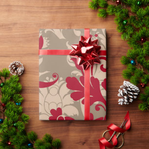 Papier Cadeau Assez rouge damassé brun