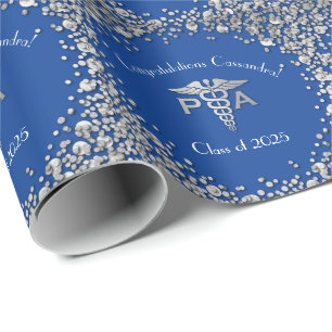 Papier Cadeau Assistant de médecin PA Diplômé Bleu Argent