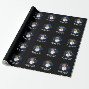 Papier Cadeau Astro-nut Funny Nut Astronaut Pun Dark BG