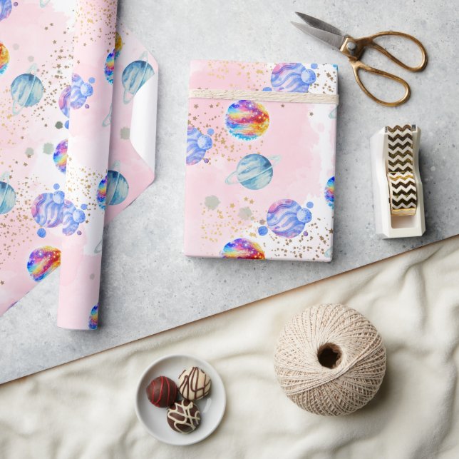 Papier Cadeau Astronaut fille Espace extra-atmosphérique Anniver (Artisanat)