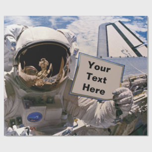 Papier Cadeau Astronaute de la NASA tenant un panneau - Ajouter 