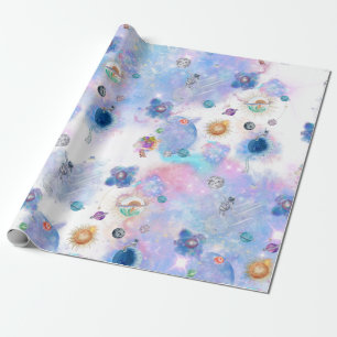Papier Cadeau Astronautes et planètes enveloppant du papier