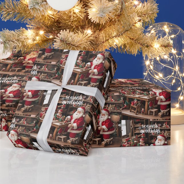 Papier Cadeau Atelier de jouets de Noël père Noël (Vacances)