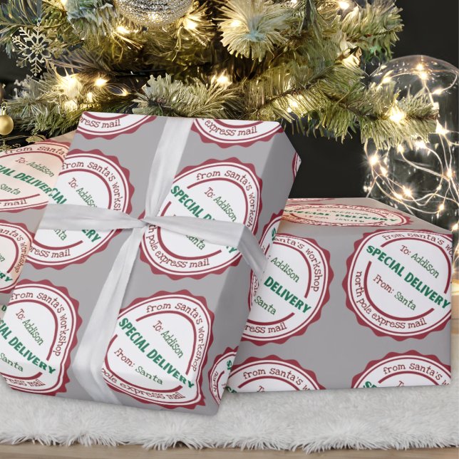 Papier Cadeau Atelier de Père Noël de livraison spéciale personn (Créateur téléchargé)