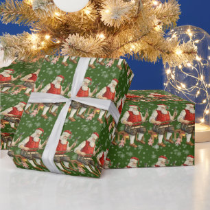 Papier Cadeau Atelier Noël Santa Claus Dentelle Snowflakes