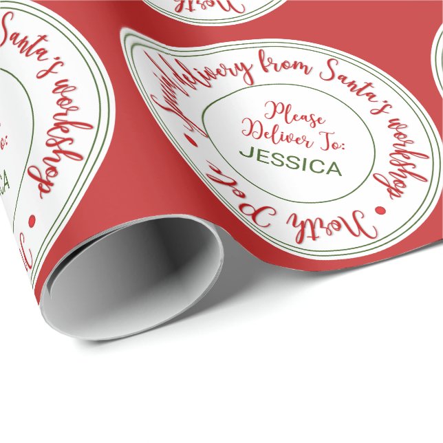 Papier Cadeau Atelier père Noël Noël (Coin rond)