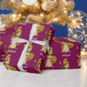 Papier Cadeau Athéna de dessin animé mignon – Personnalisé déess