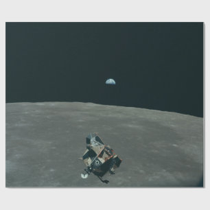 Papier Cadeau Atterrisseur lunaire Apollo et Terre se levant au-