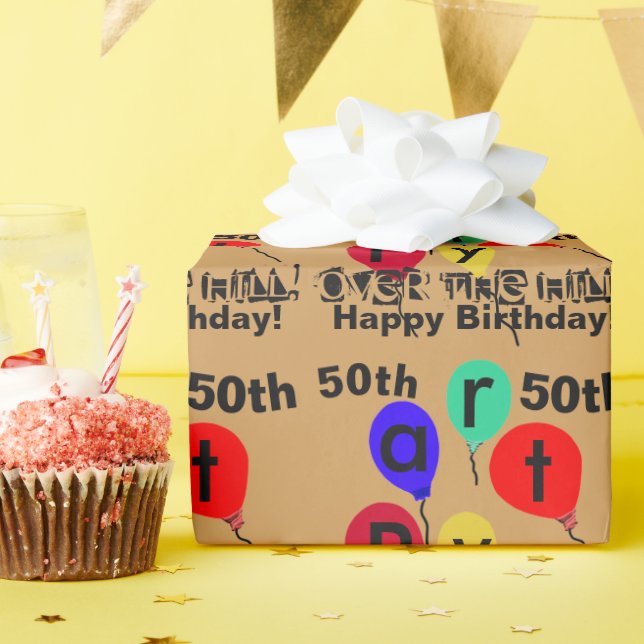 Papier Cadeau Au-dessus de la colline Ballons d'anniversaire pap (Fête d'anniversaire)