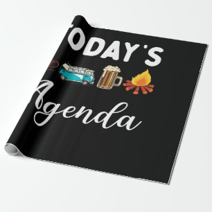 Papier Cadeau Aujourd'hui Agenda Café Camping Bière Feu de Cam