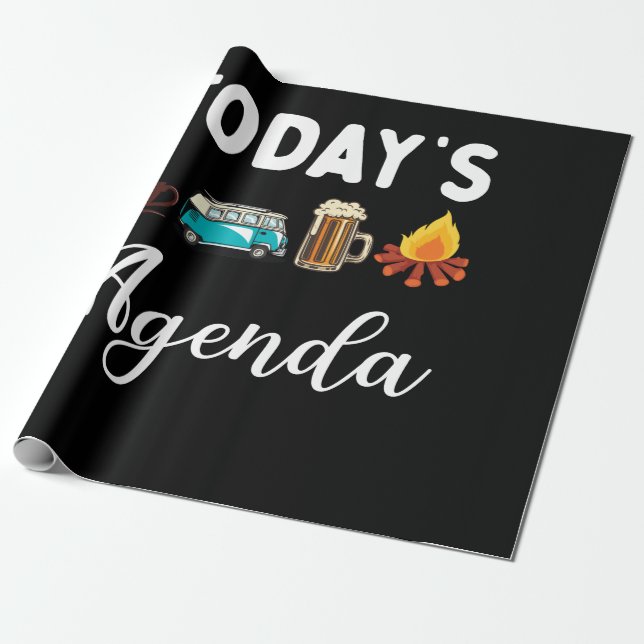Papier Cadeau Aujourd'hui Agenda Café Camping Bière Feu de Campe (Déroulé)
