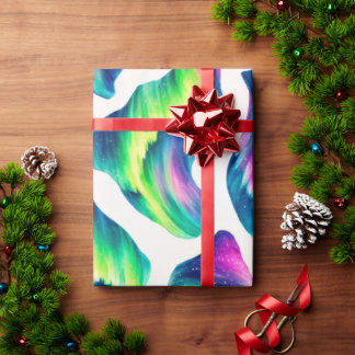 Papier Cadeau Aurore Boréale Lumières du Nord
