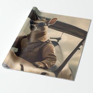 Papier Cadeau Aussie Kangaroo Avion Pilote,