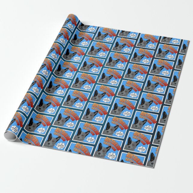 Papier Cadeau Australian Cattle Dog - Super-héros des chiens ! (Déroulé)