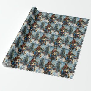 Papier Cadeau Australian Kelpie Chien équitation moto Noël
