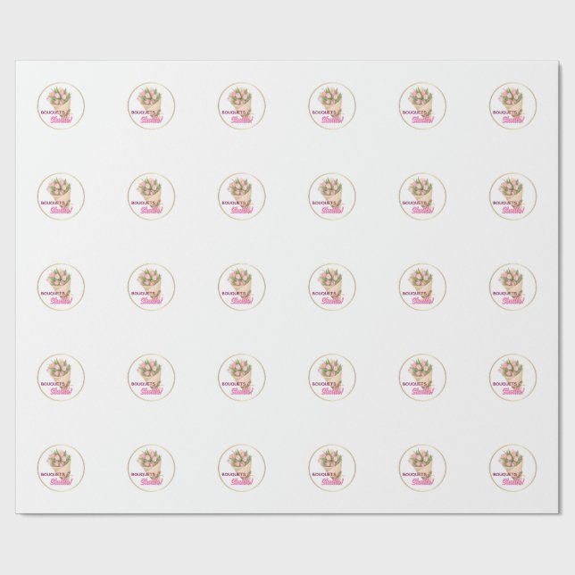 Papier Cadeau Autocollant logo de l'entreprise de bouquets (Plat)