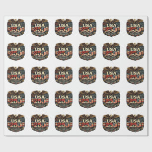 Papier Cadeau Autocollant patriotique USA 250 Bald Eagle 1776-20