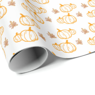Papier Cadeau Automne Amusants Citrouilles et Feuilles
