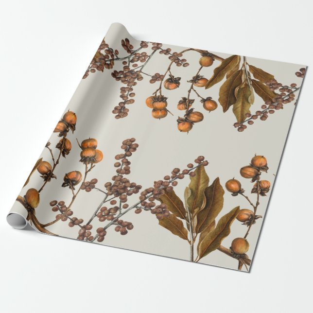 Papier Cadeau Automne Automne Aquarelle Feuilles de feuillage (Déroulé)