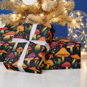 Papier Cadeau Automne Automne Sombre Botanique Champignons Gobli