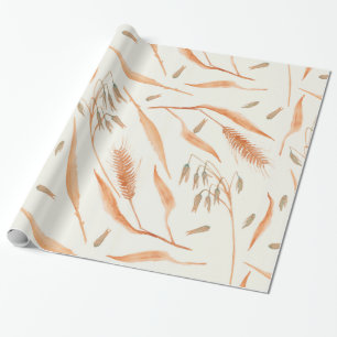 Papier Cadeau Automne Blé Grain Céréales Plantes Botanique Aquar