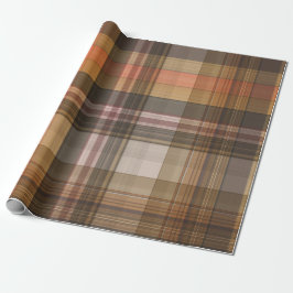 Papier Cadeau Automne Brown et Orange Plaid