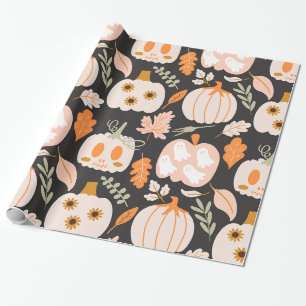 Papier Cadeau Automne Citrouille Fantôme Squelette Papier d'enve