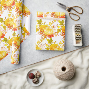 Papier Cadeau Automne Citrouille saisonnier Motif embarcation ou