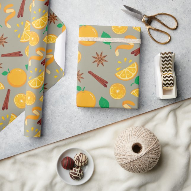 Papier Cadeau Automne Etoile Anise, Oranges Simples Thanksgiving (Artisanat)