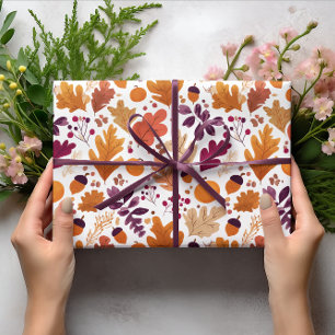 Papier Cadeau Automne - Feuilles d'automne et Motif d'Acorns