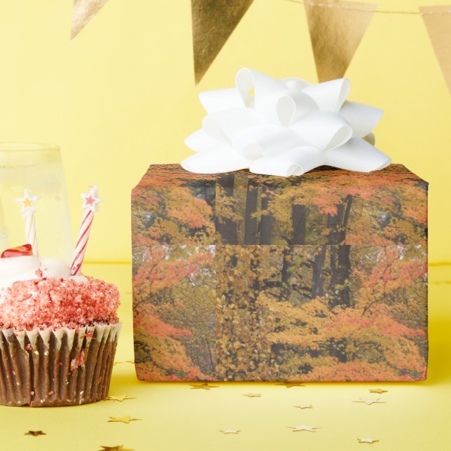 Papier Cadeau Automne Feuilles et arbres d'automne (Fête d'anniversaire)