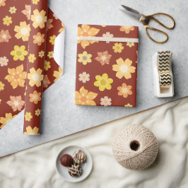 Papier Cadeau Automne Fleurs Rustiques Élégant Signe De Thanksgi