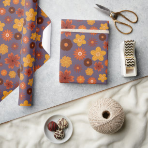 Papier Cadeau Automne Floral Mariage Celebration Cadeau sans cou