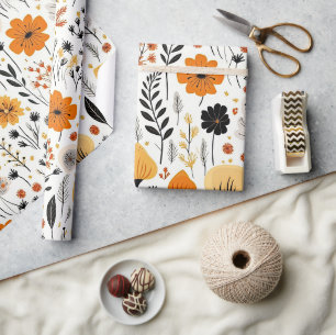 Papier Cadeau Automne Moderne Boho Automne Botanique Floral