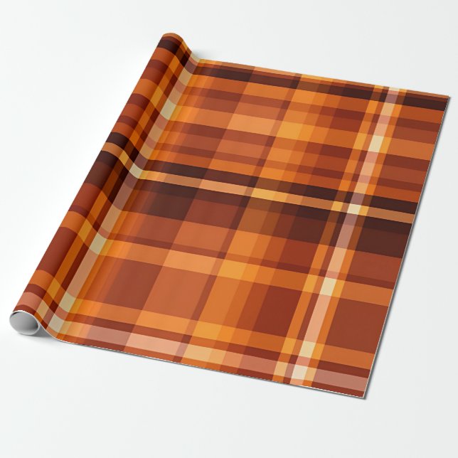 Papier Cadeau Automne Plaid Confortable Automne Design Motif (Déroulé)