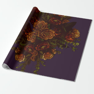 Papier Cadeau Automne Violet Rustique Orange Mariage Élégant g