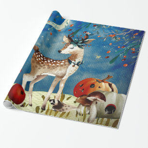 Papier Cadeau Automne Woodland Friends Deer Forest Illustration