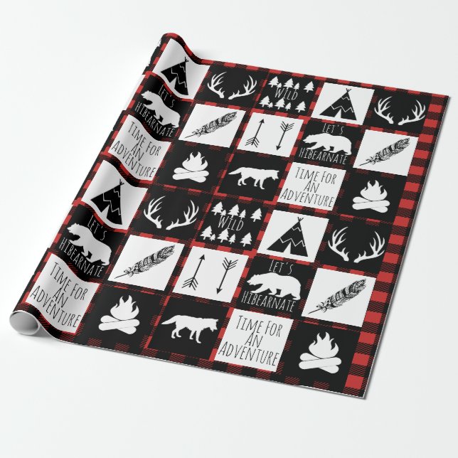 Papier Cadeau Aventure rustique de région sauvage de plaid de (Déroulé)
