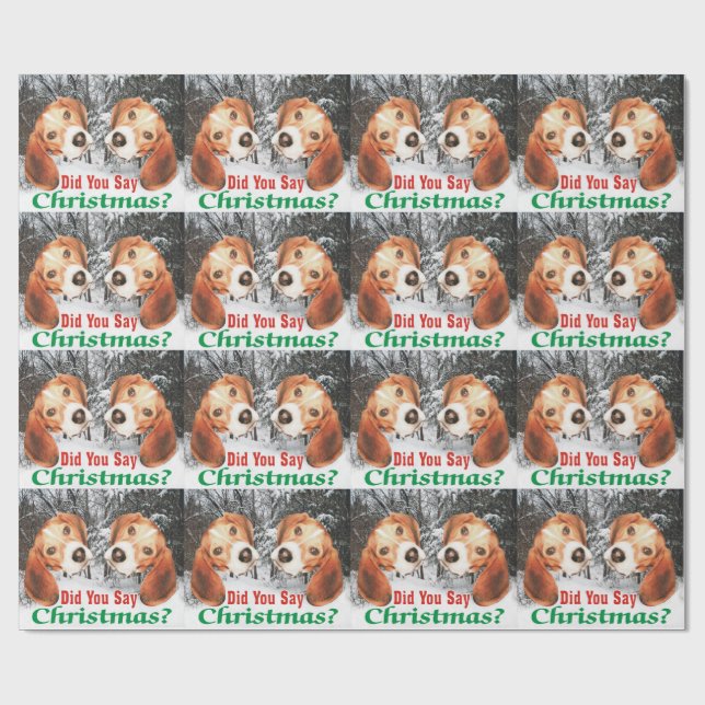 Papier Cadeau Avez-vous dit Noël ? Papier d'emballage de beagle (Plat)