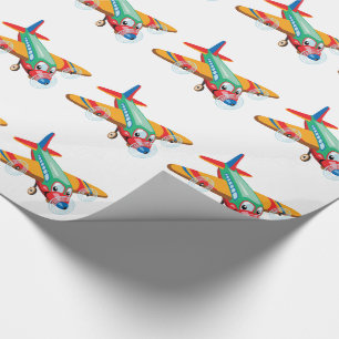Papier Cadeau avion de dessin animé