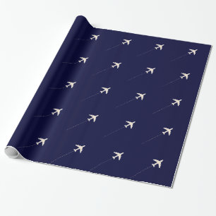 Papier Cadeau Avion de voyage avec ligne pointillée