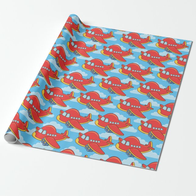 Papier Cadeau Avion et nuages personnalisables (Déroulé)