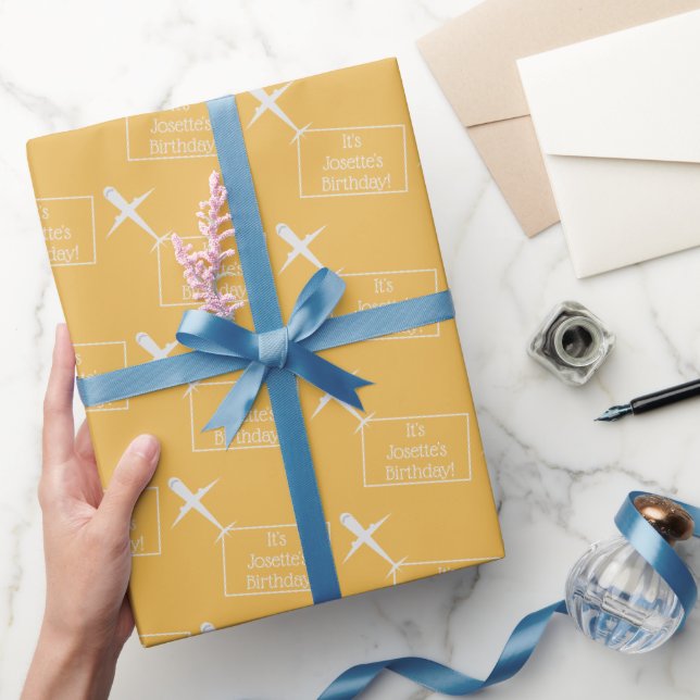 Papier Cadeau Avion & Nom Indicateur. Anniversaire de enfant But (Cadeaux)