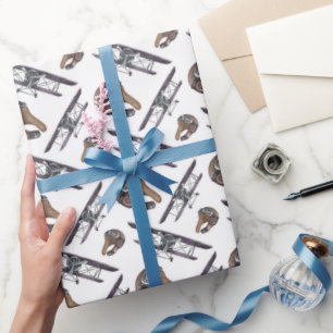 Papier Cadeau Avion Vintage