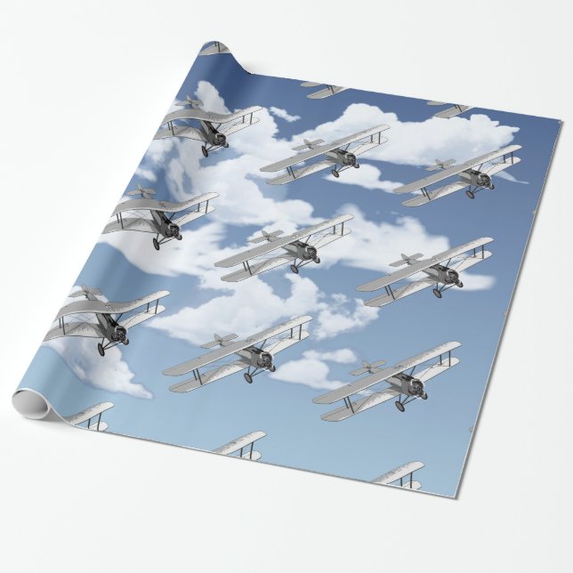 Papier Cadeau Avion vintage (Déroulé)